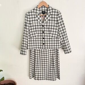 J. Crew Plaid Italian Fabric Pleated Skirt Suit Set